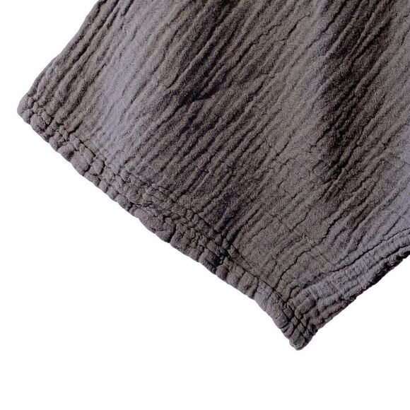 Bohemian lagen look textured crinkle double V-neck neutral tunic OS - Picture 4 of 8